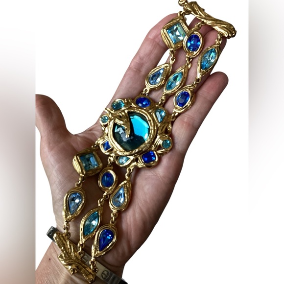 Vintage Yves Saint Laurent Blue Stone Bracelet - Picture 1 of 10
